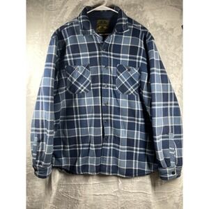 Anchorage Expedition Brand Mens Navy Blue Button Down Fleece Flannel Shacket XL
